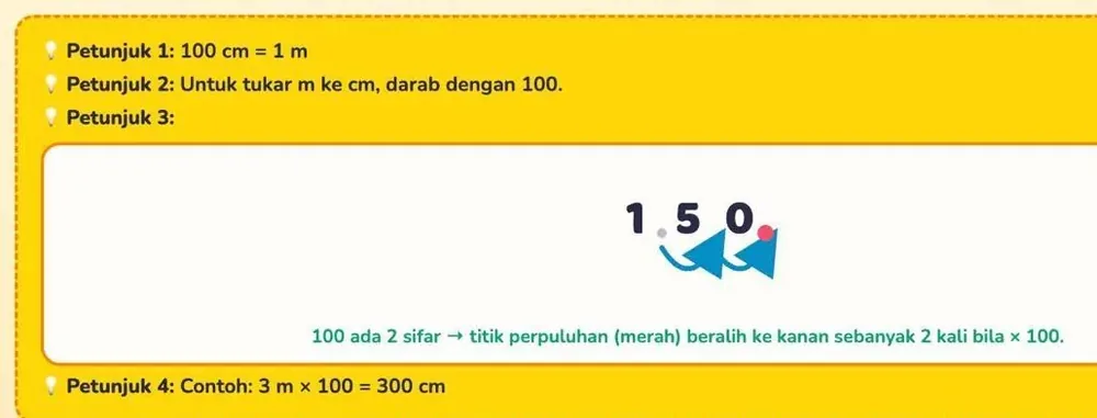 Kotak Hint Cikgu terbuka dengan teks bimbingan sebenar